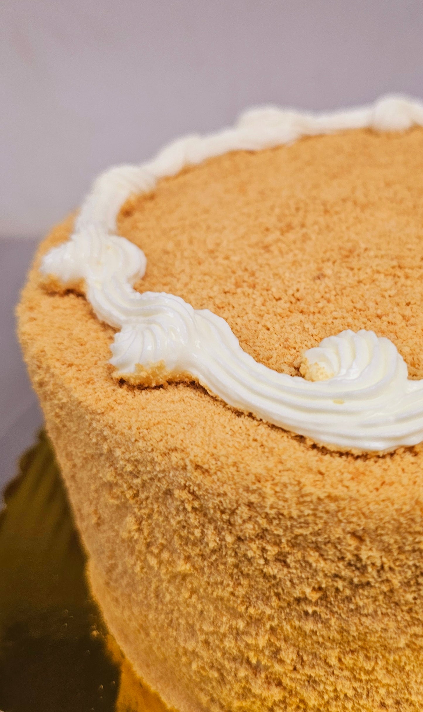 Picture of a classic honey cake, zoomed in to show texture.