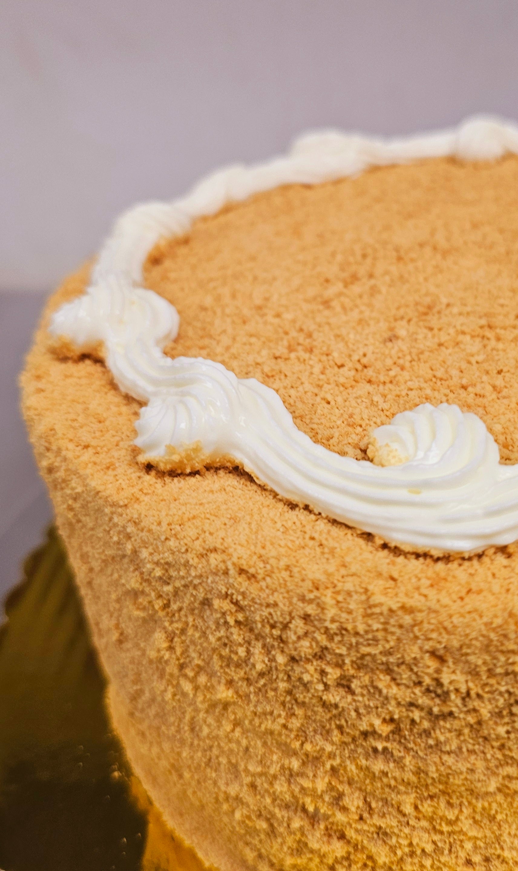 Picture of a classic honey cake, zoomed in to show texture.